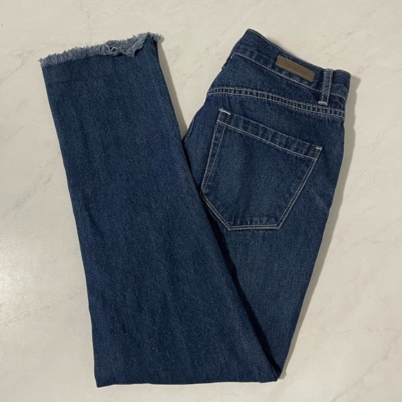 Blank NYC Button Fly Straight Leg Crop Raw Hem Jeans Size 25 - Picture 7 of 7